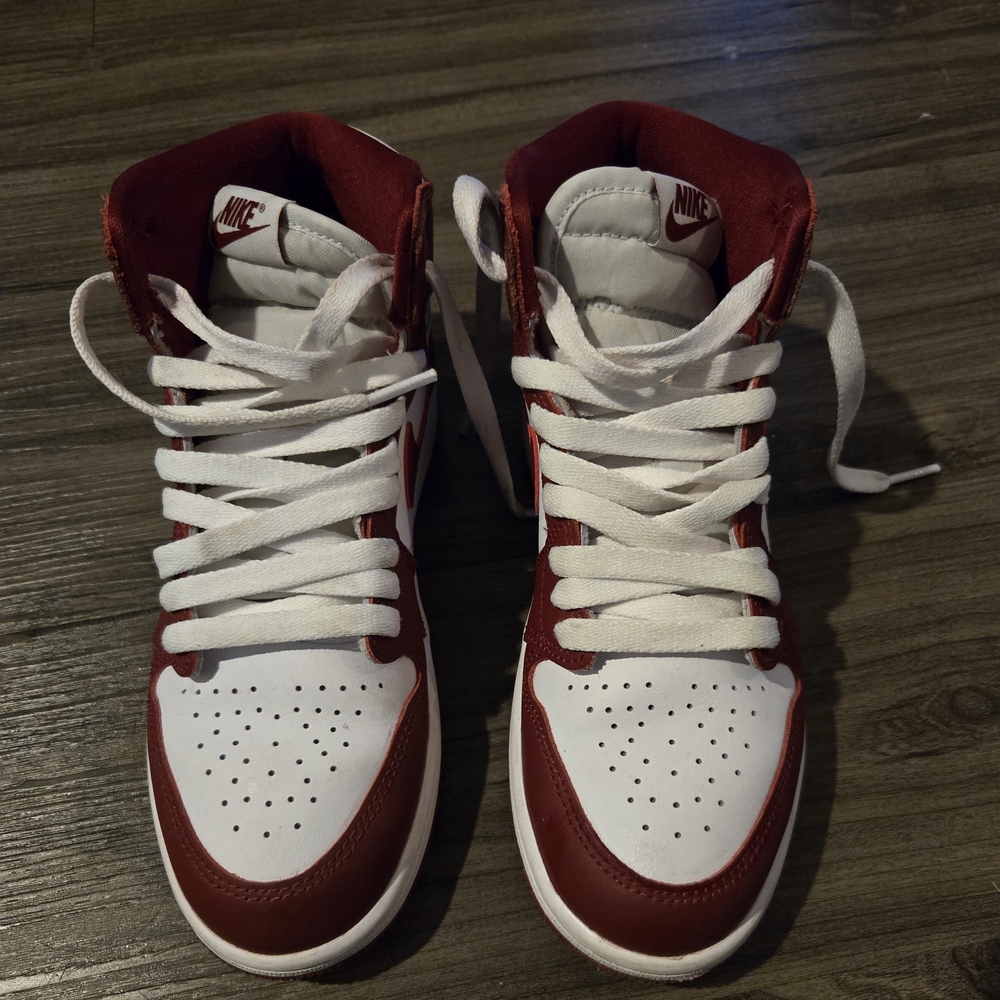Nike Red and White High-Top Sneakers